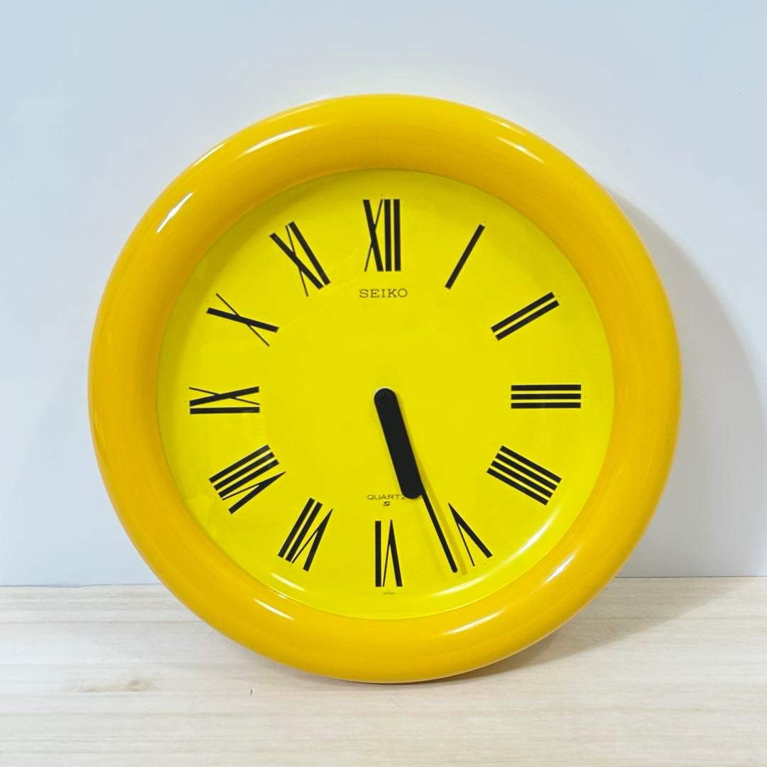 希少 昭和レトロ SEIKO セイコー 壁掛け時計 イエロー 黄色