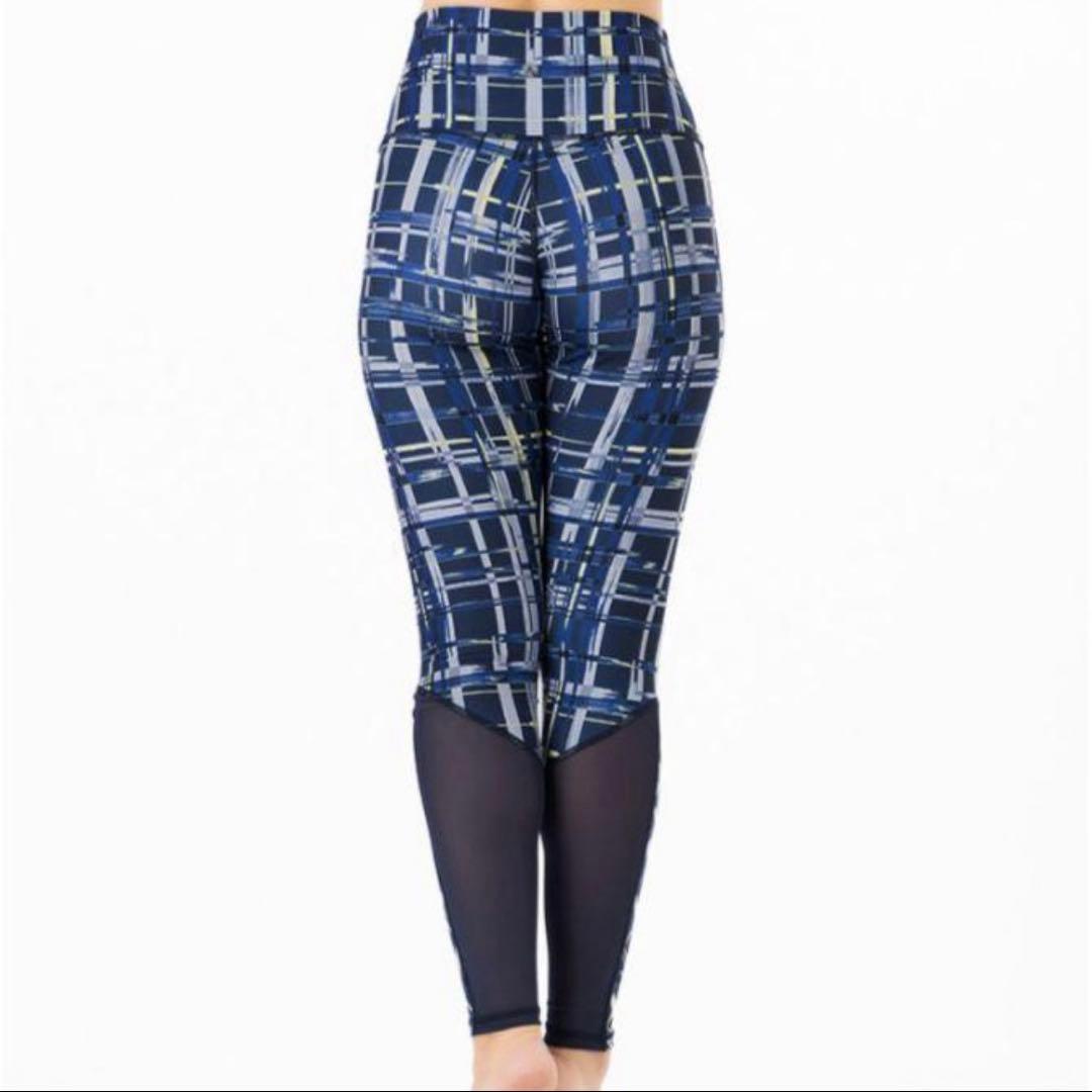 SUKALA チェックレギンス ネイビー L 背面メッシュ LAVA