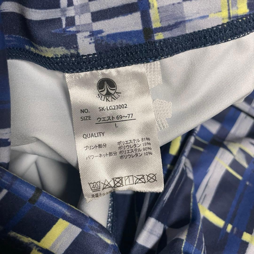 SUKALA チェックレギンス ネイビー L 背面メッシュ LAVA