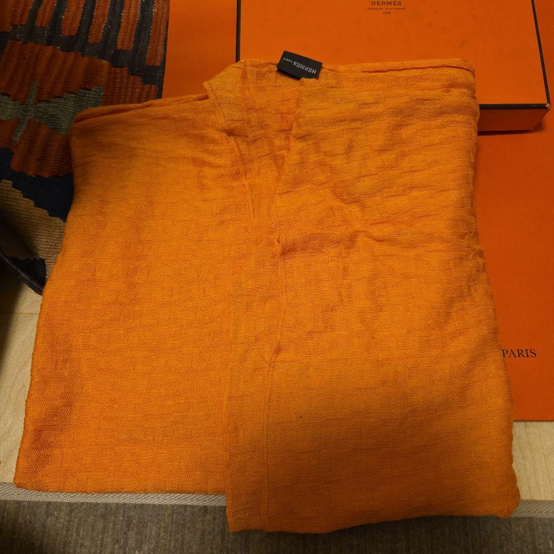 タイム激安お買得❗目を惹くエルメス象徴色❗大判ストールラグジュアリーH