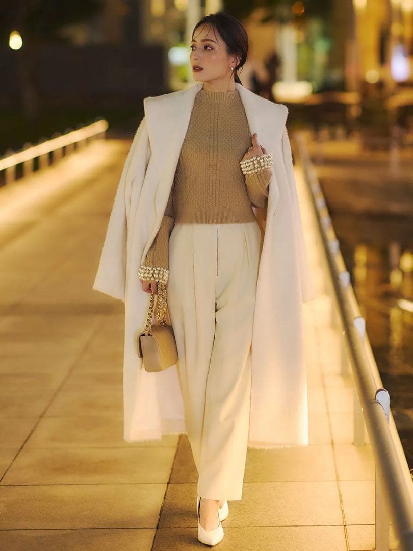 anuans アルパカウールショールカラーコート