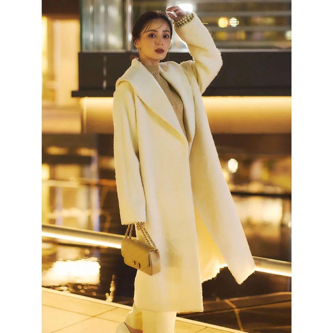 anuans アルパカウールショールカラーコート