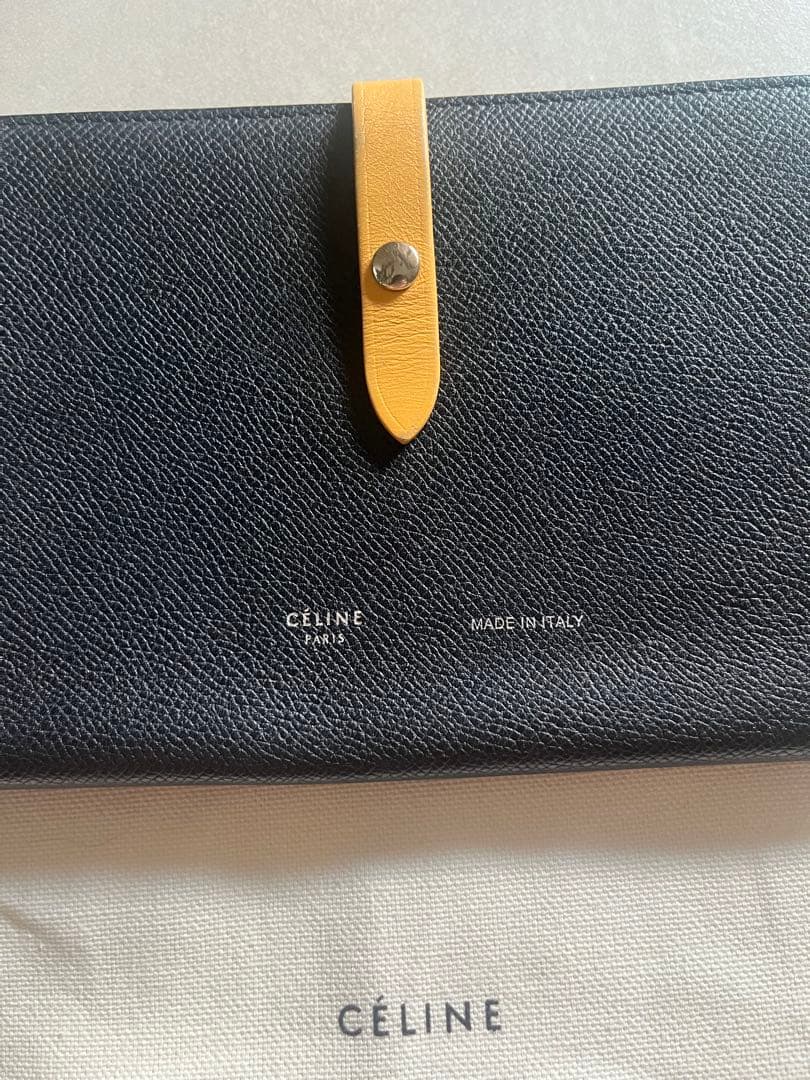 【美品】CELINE セリーヌ 長財布 バイカラー ブラック×マスタードイエロー