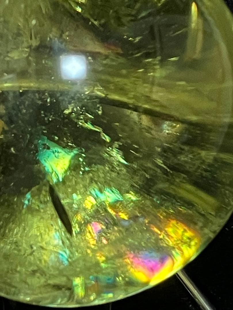 金運アップ 大玉虹入り シトリンスフィア 60.9mm 台座付