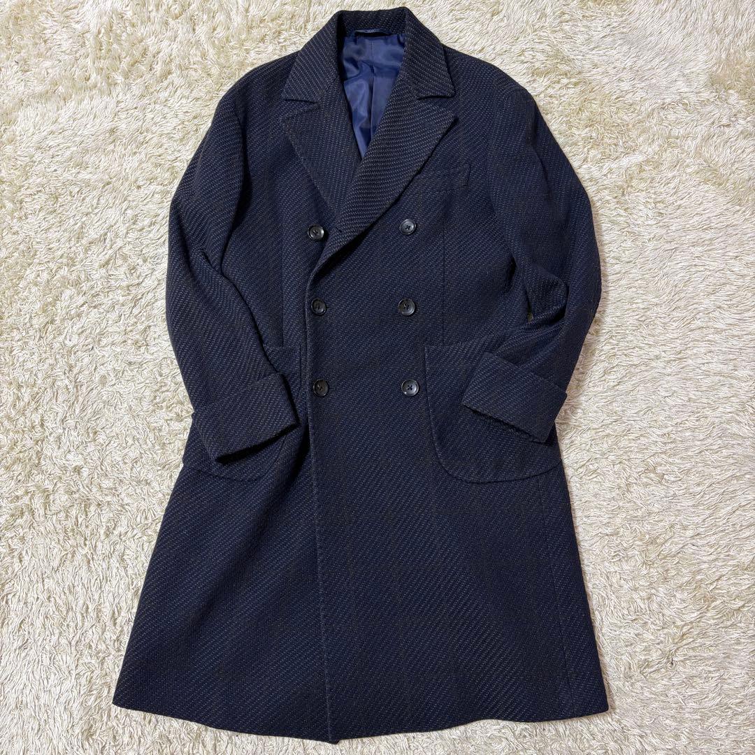 美品 尾州ウール ロングダブルブレスト チェスターコート スーツセレクト