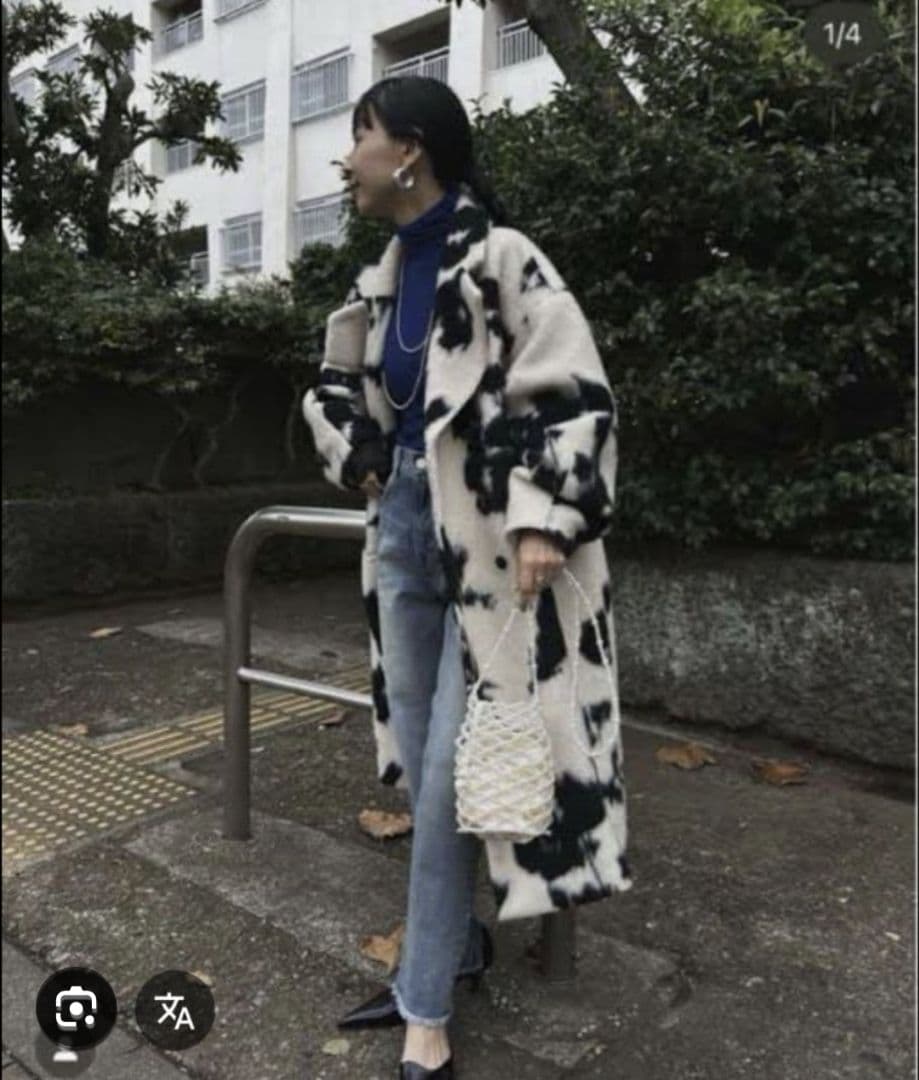 Ameri　UND SHADOW FLOWER WOOL COAT