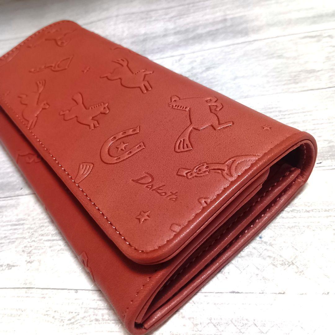 【新品】Dakotaダコタ牛革被せ長財布　カバロシリーズ　コーラルピンク
