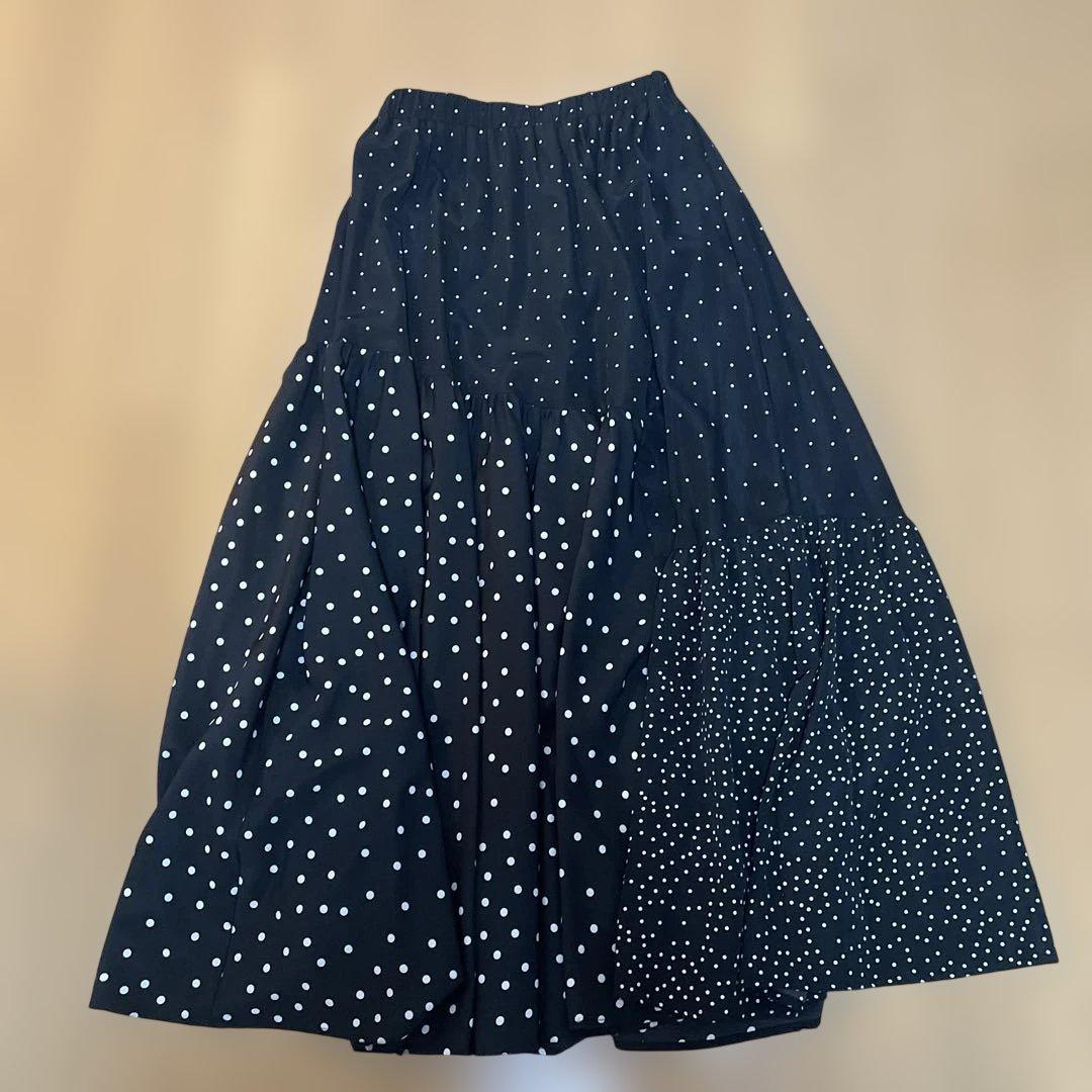 ビアズリー　ドットパッチワークロングスカート