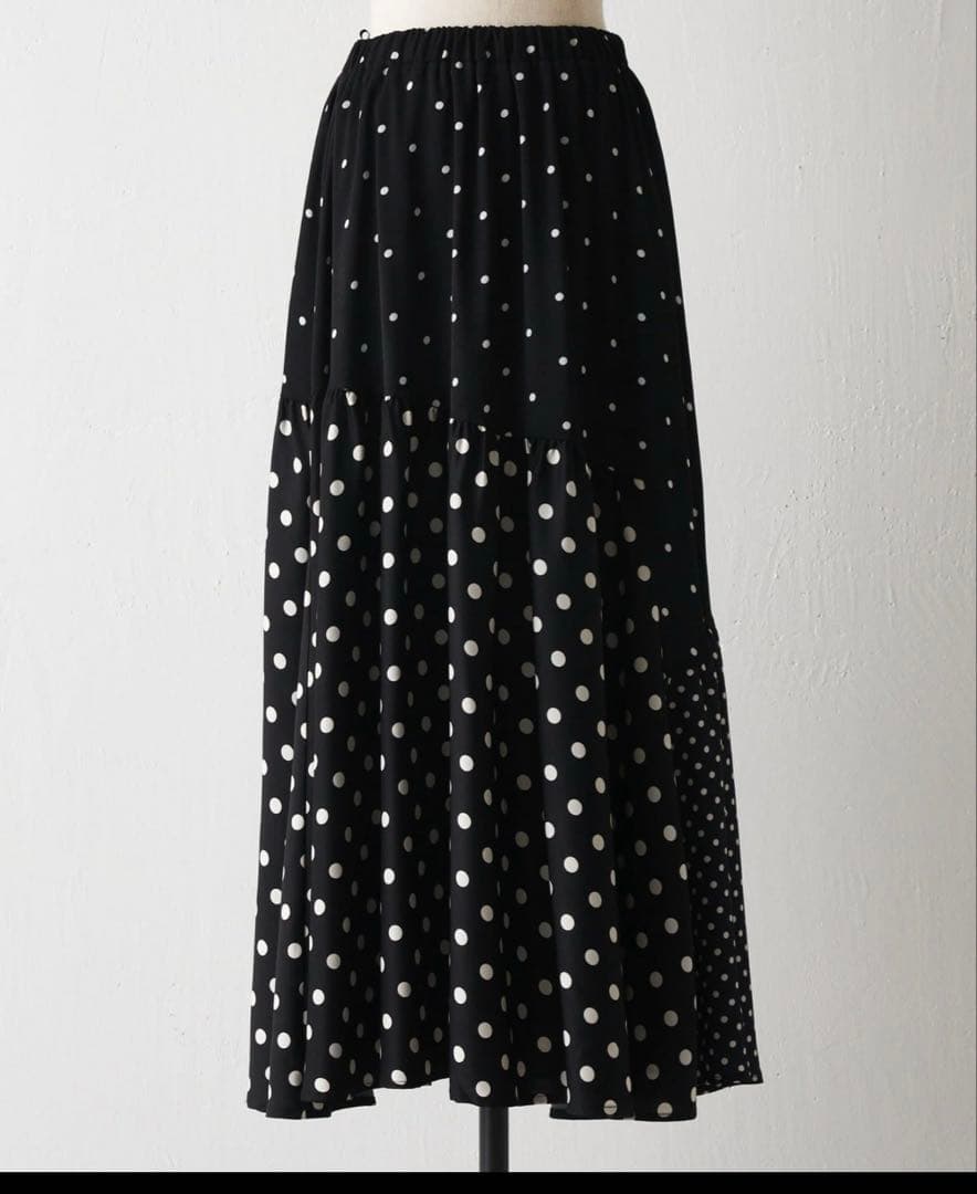 ビアズリー　ドットパッチワークロングスカート