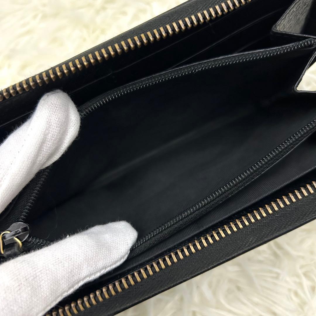 【美品】GUCCI グッチ GGマーモント レザー ラウンドファスナー 長財布