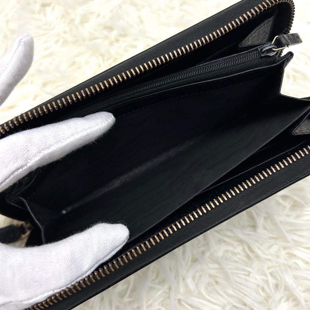 【美品】GUCCI グッチ GGマーモント レザー ラウンドファスナー 長財布