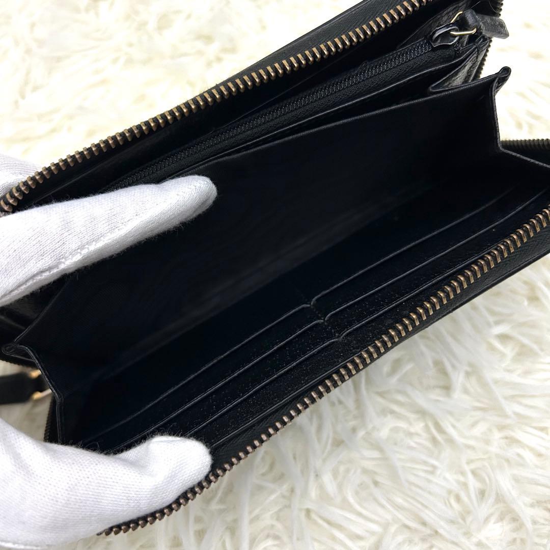 【美品】GUCCI グッチ GGマーモント レザー ラウンドファスナー 長財布