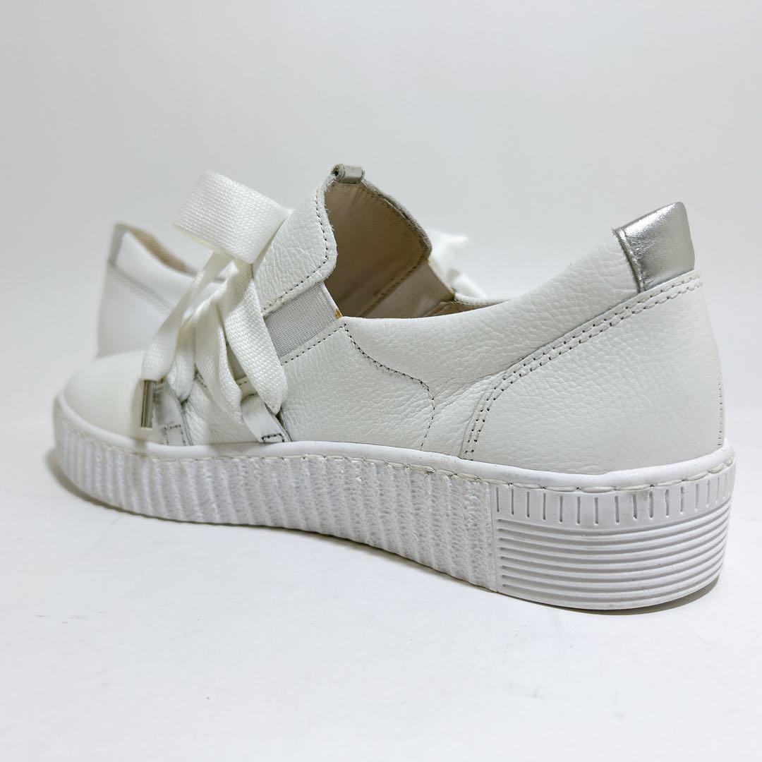 未使用級☆Gabor ガボール スニーカー レザー スリッポン リボン 24.5