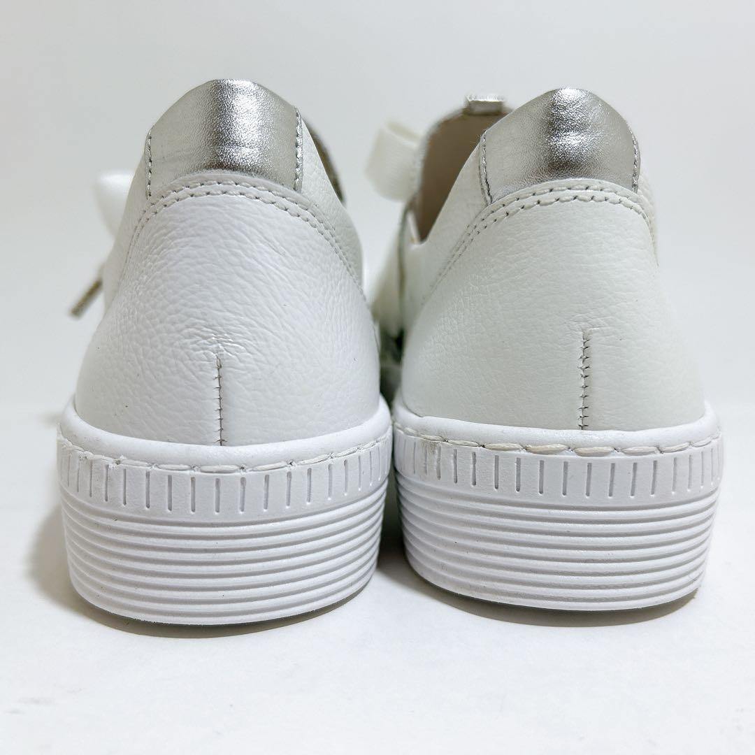 未使用級☆Gabor ガボール スニーカー レザー スリッポン リボン 24.5