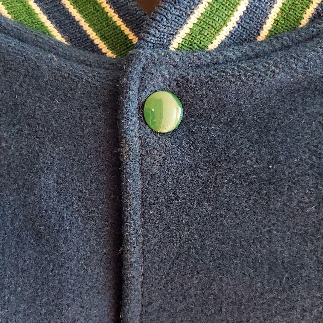 【HOLLOWAY】ホロウェイ USA製 刺繍 袖レザー スタジャン L 緑