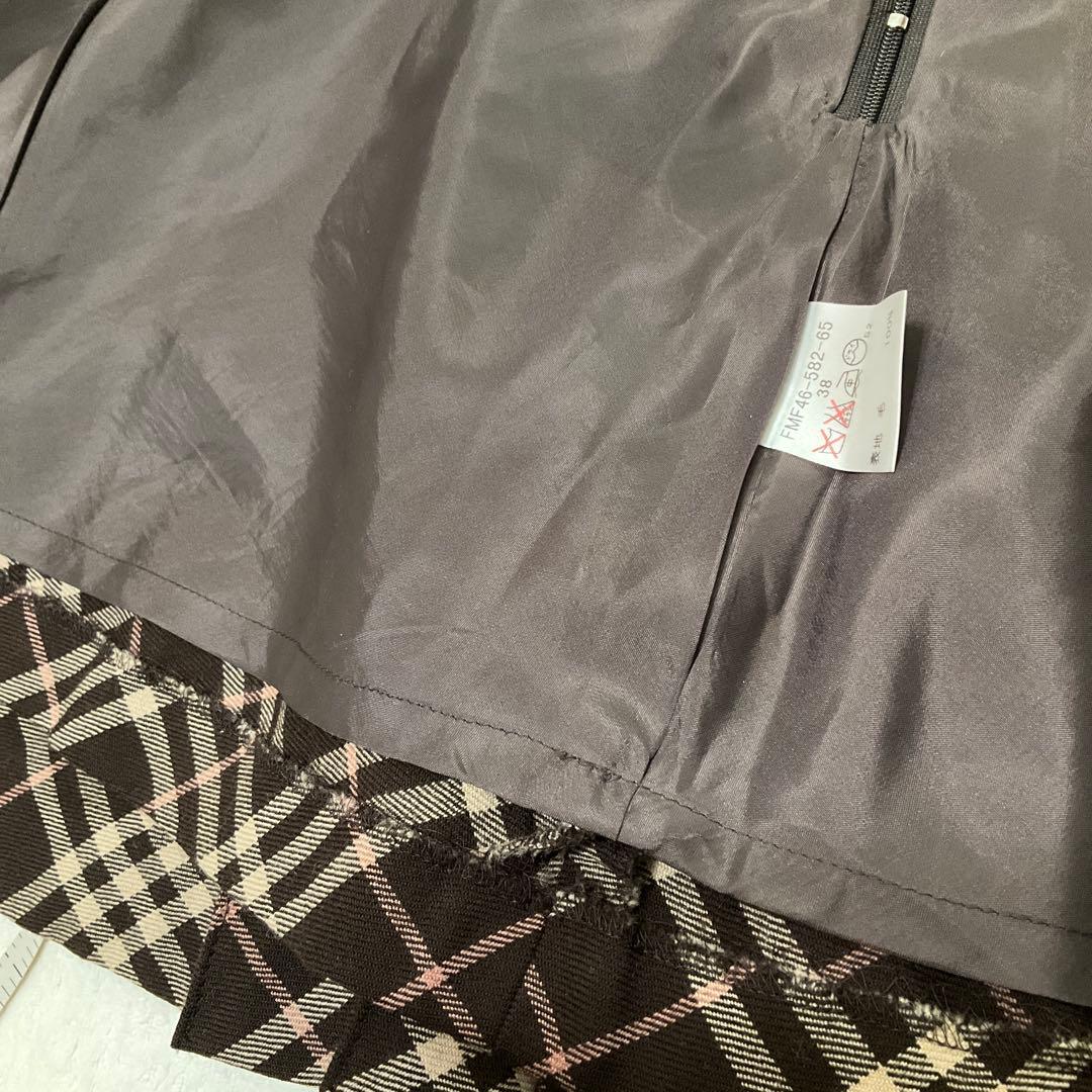 バーバリーブルーレーベル ノバチェック プリーツノースリーブワンピース 38