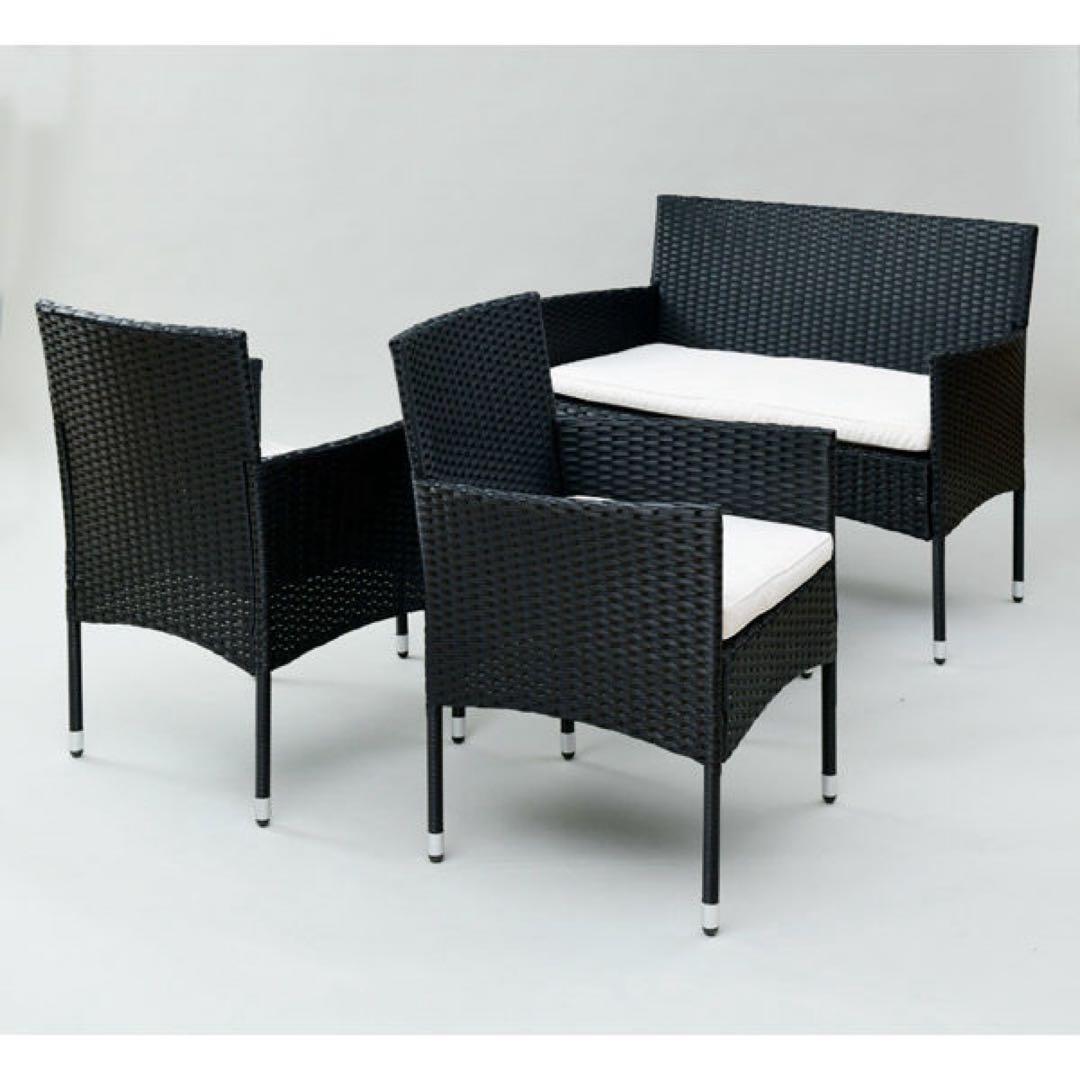 新品未使用箱不良 山善 ガーデンテーブルセット ラタン4点 NCS-4(DBR