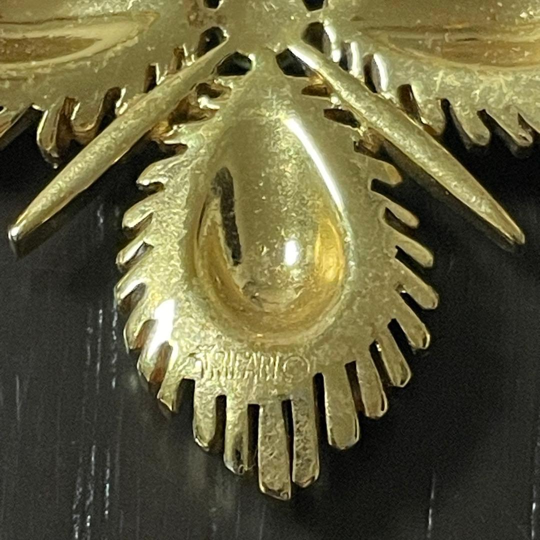 レア　TRIFARI ヴィンテージ　ターコイズ　カボション ブローチ