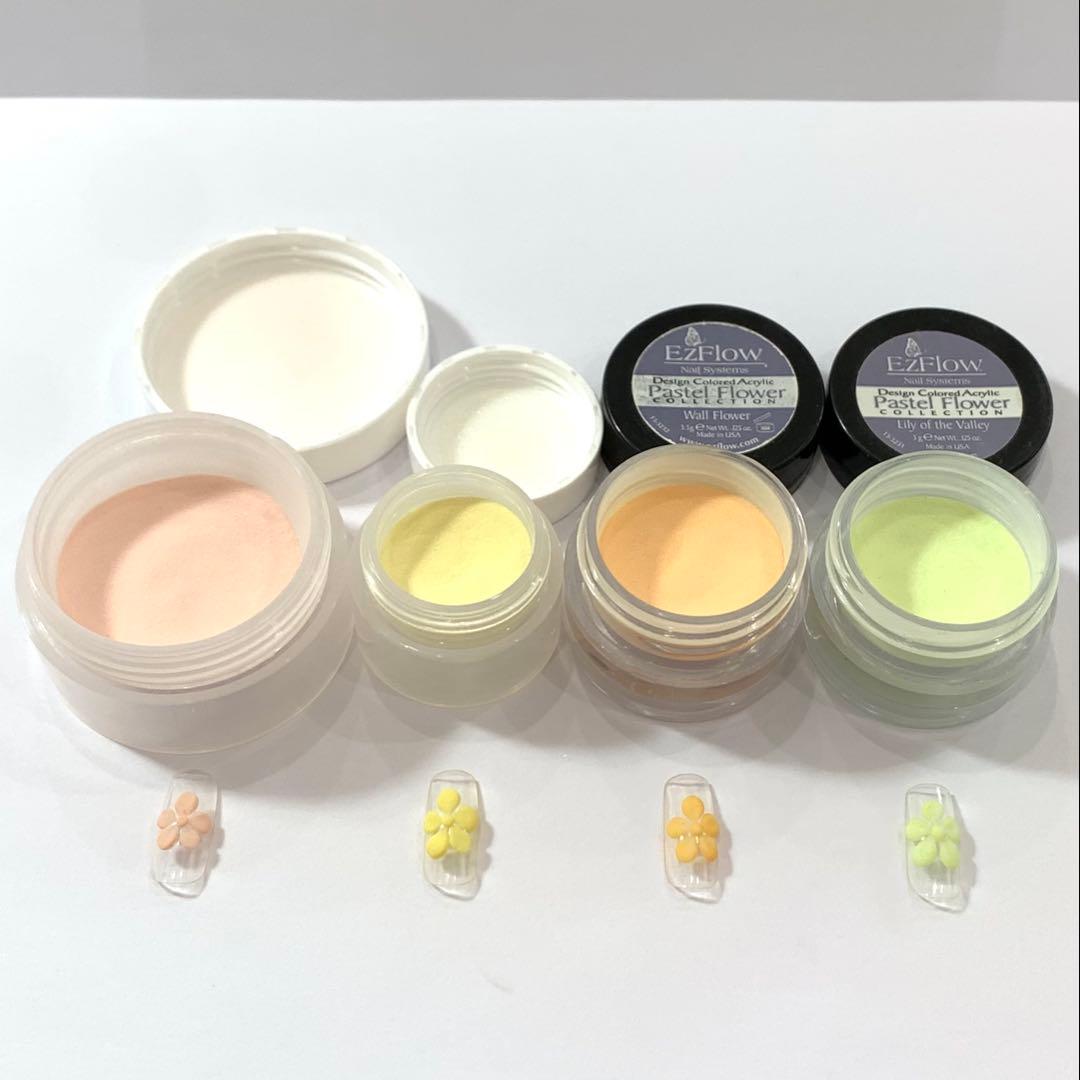 ネイル用品スカルプ アクリルパウダー カラーパウダー 4色 EzFlow