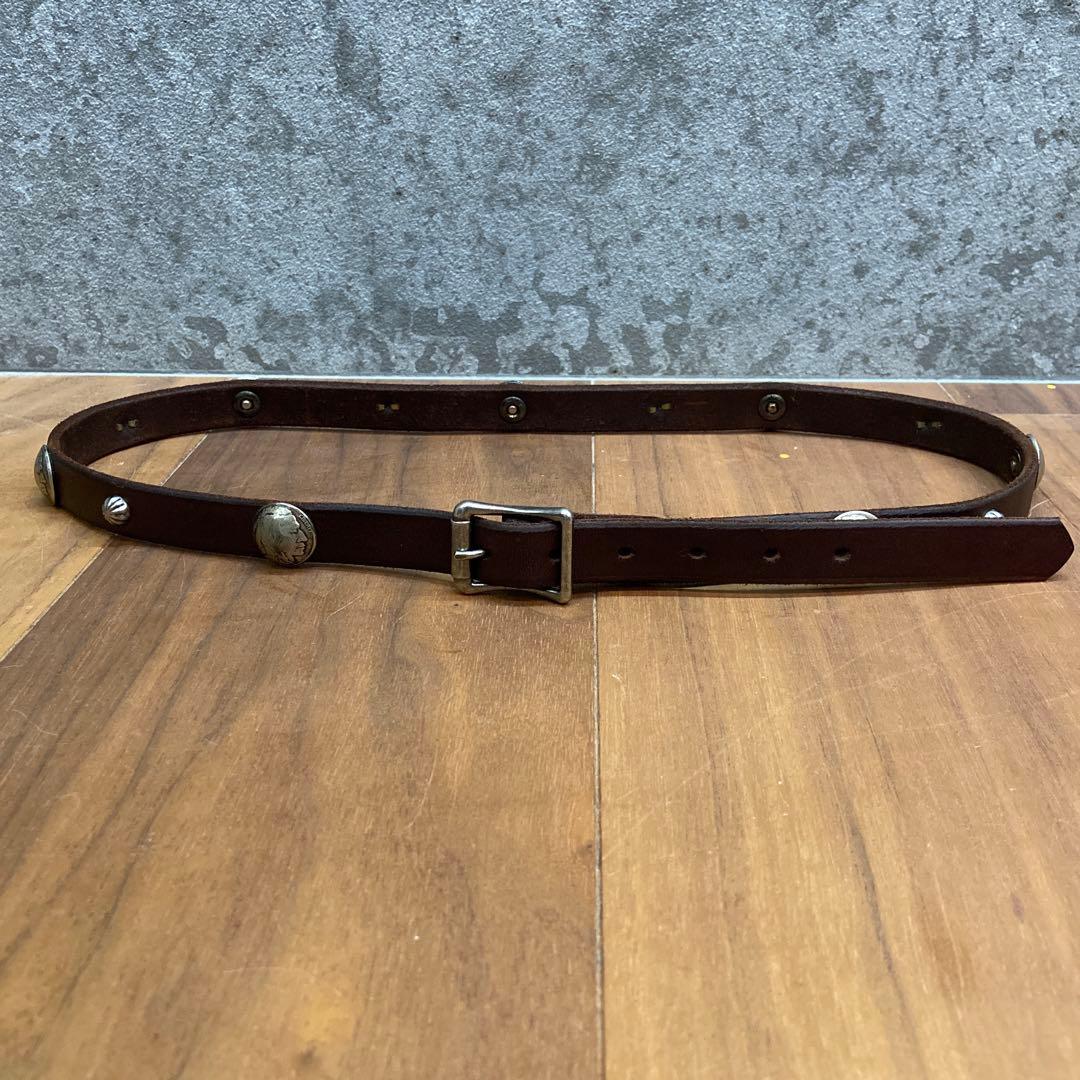 美品 OLD STUD インディアンコンチョ&アポロスタッズ ナローレザーベルト