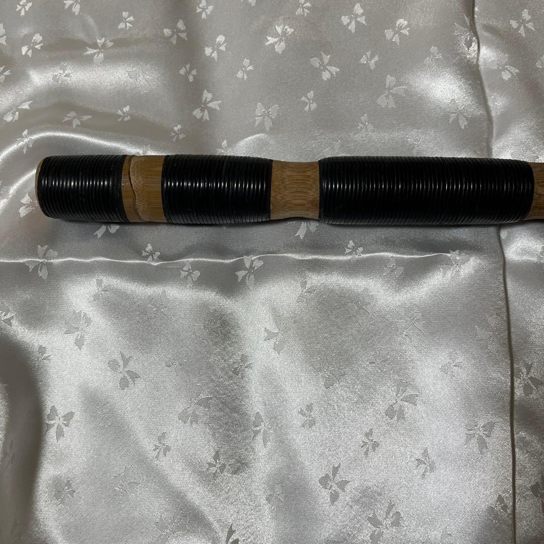 天然煤真竹八つ割管籐巻き龍笛　内袋付