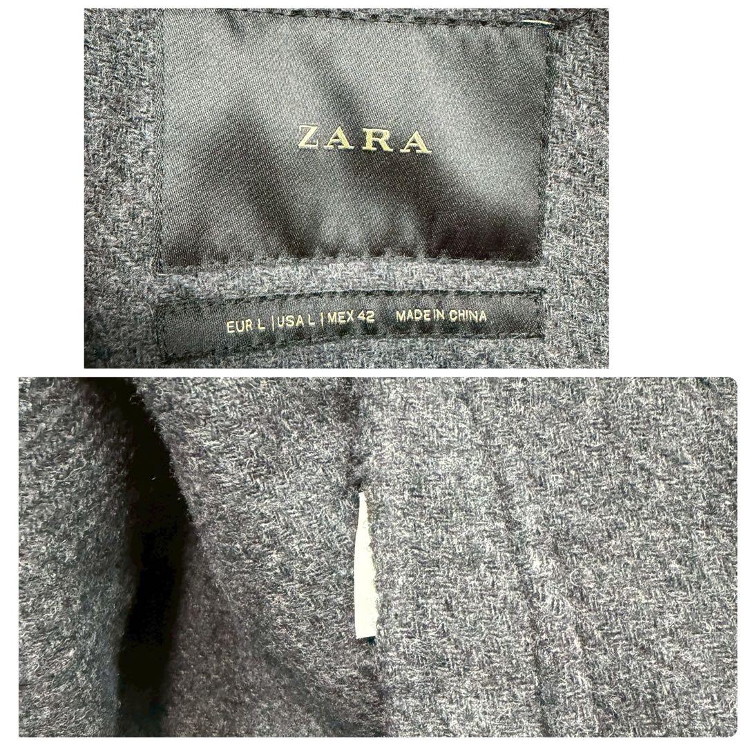 Lサイズ ZARA タータンチェック チェスターコート　レッド シングル