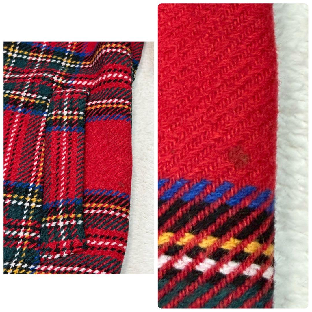 Lサイズ ZARA タータンチェック チェスターコート　レッド シングル