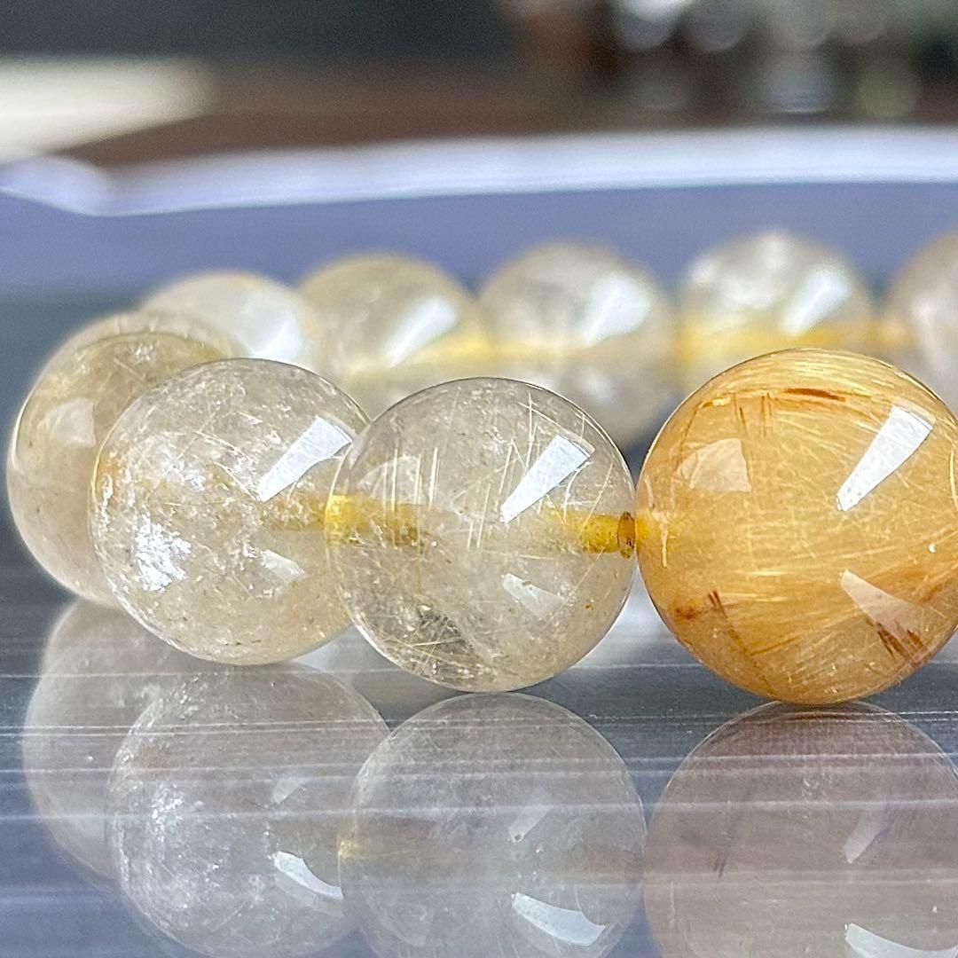 けんや　15.5mm　ゴールドルチルクォーツ　大玉 天然石