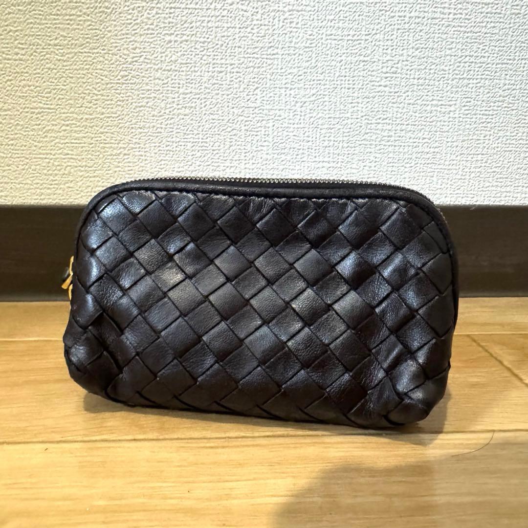 ボッテガヴェネタ イントレチャート ポーチ 小物入れ コスメ ダークブラウン