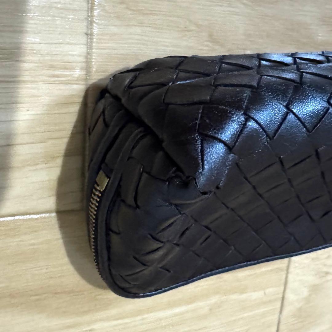 ボッテガヴェネタ イントレチャート ポーチ 小物入れ コスメ ダークブラウン