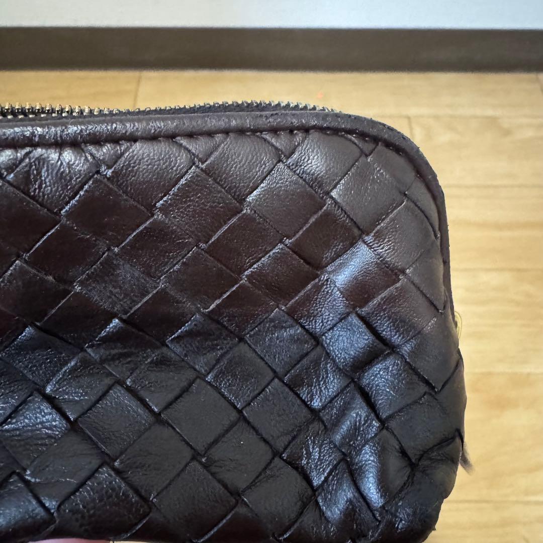 ボッテガヴェネタ イントレチャート ポーチ 小物入れ コスメ ダークブラウン