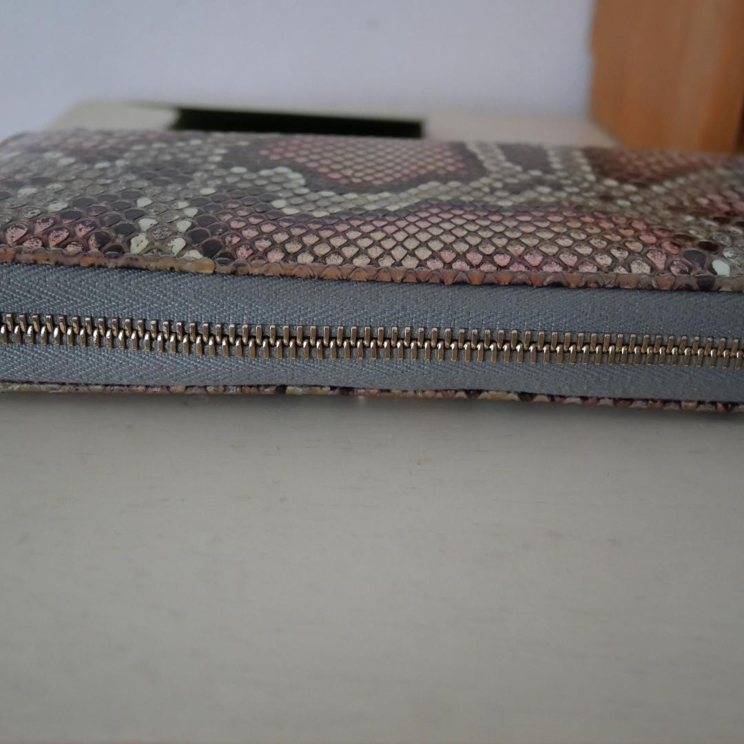 希少/美品 グッチ 長財布 GGマーモント パイソン 　グリーン系　 レザー