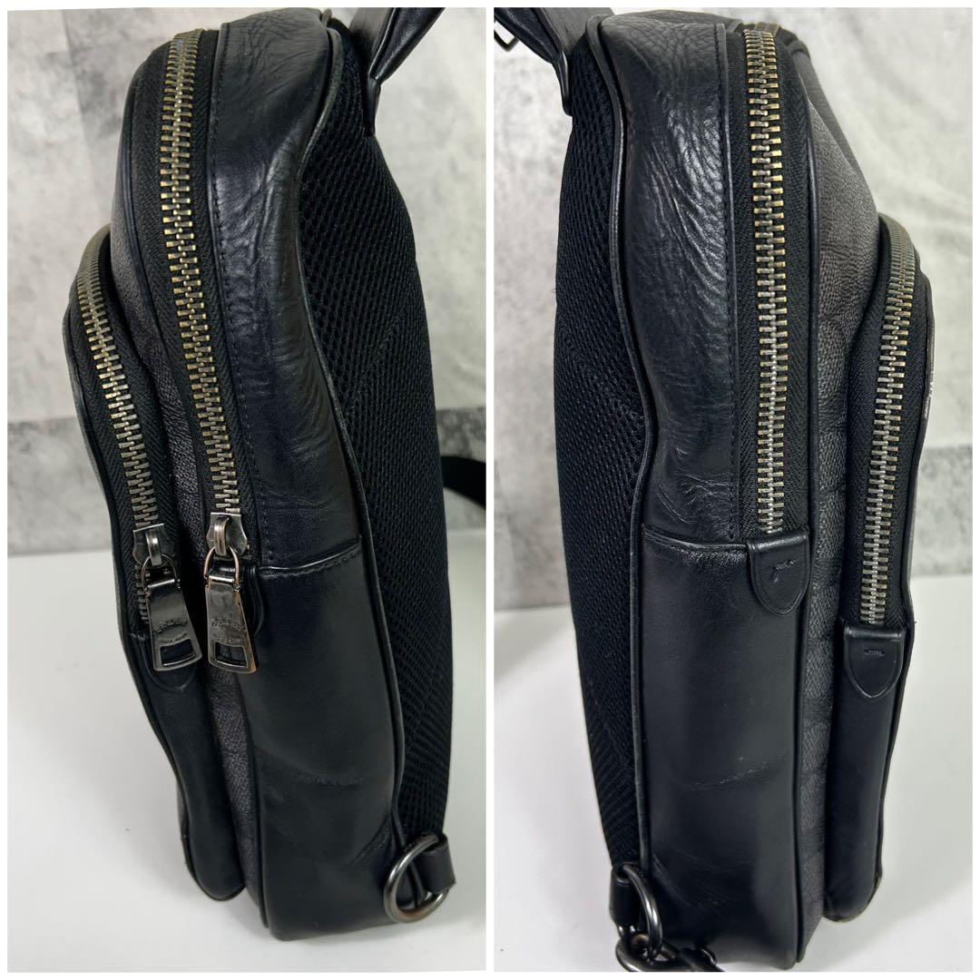 【良品】COACH コーチ ボディバッグ イーサンパック ブラック シグネチャ