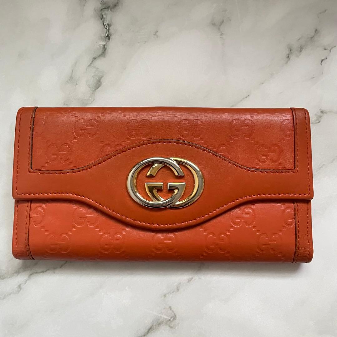 グッチ 長財布 シマ インターロッキング ゴールド金具　0108-③
