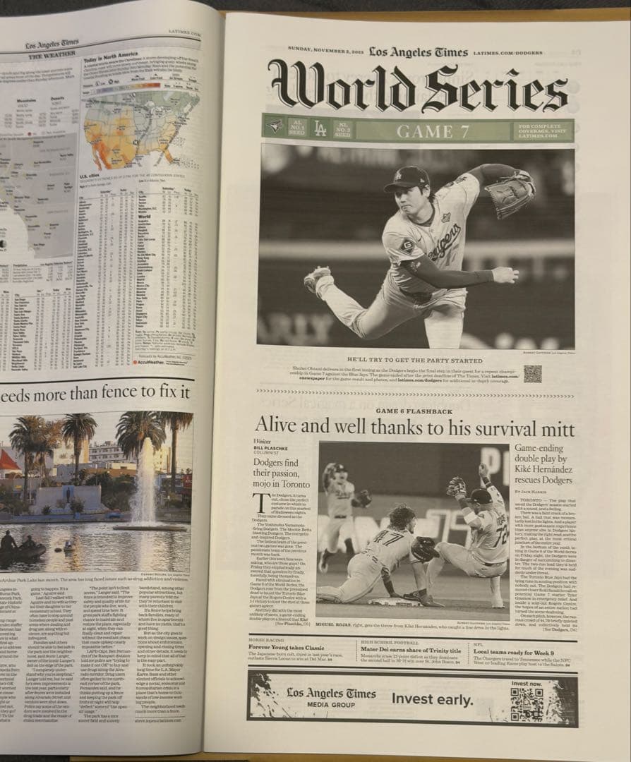 ドジャース vs ブルージェイズ 『ワールドシリーズ第6戦】LAタイムズ
