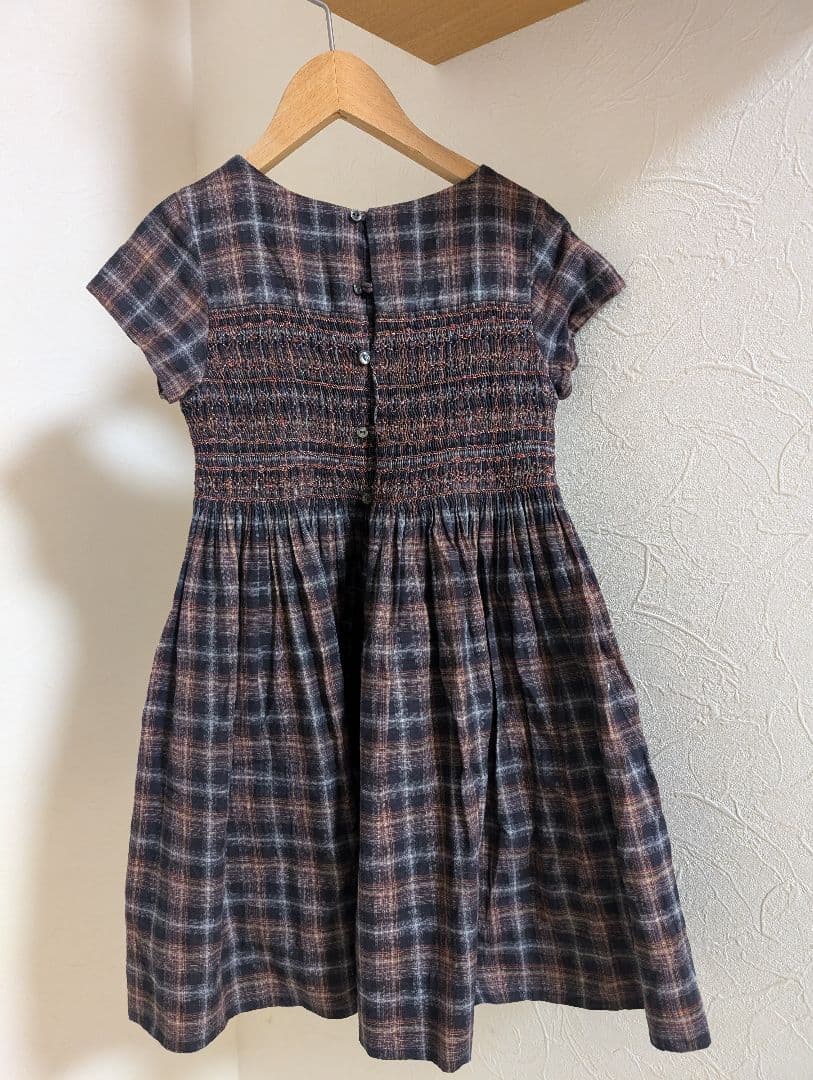 チェック柄 半袖ワンピース ボンポワン