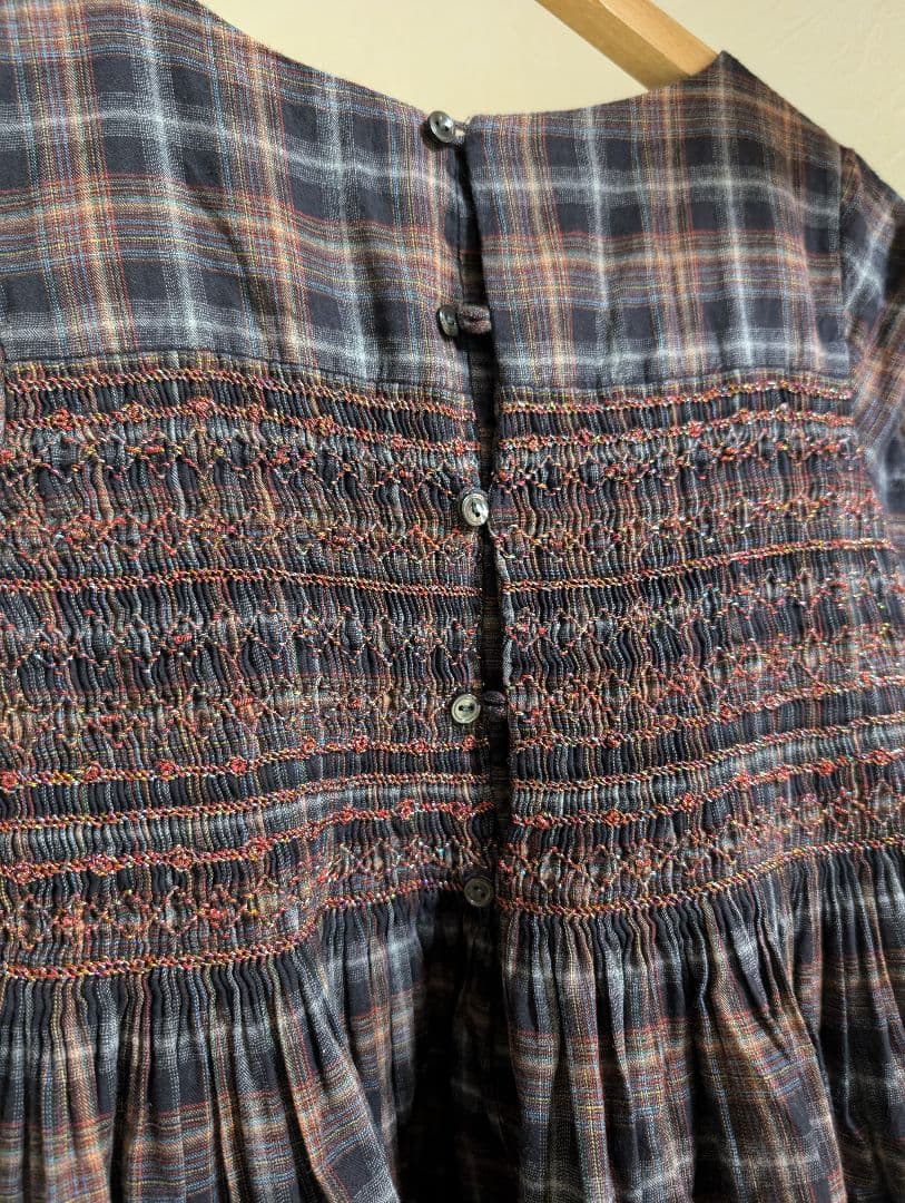 チェック柄 半袖ワンピース ボンポワン