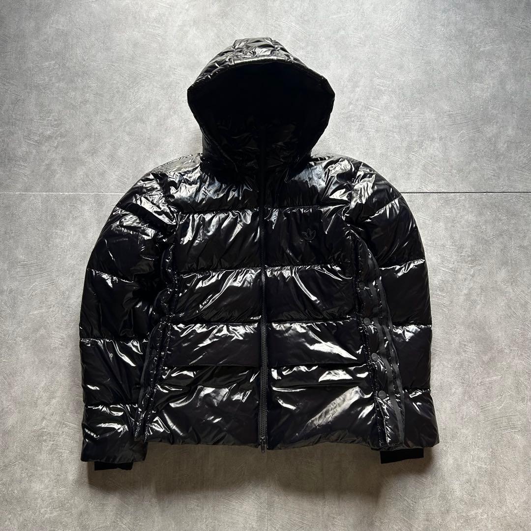 adidas grunge hood down jacket y2k black