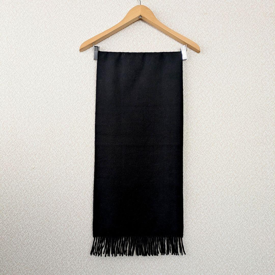数回使用】Burberry's カシミヤ ブラックマフラー ストール 太フリンジ