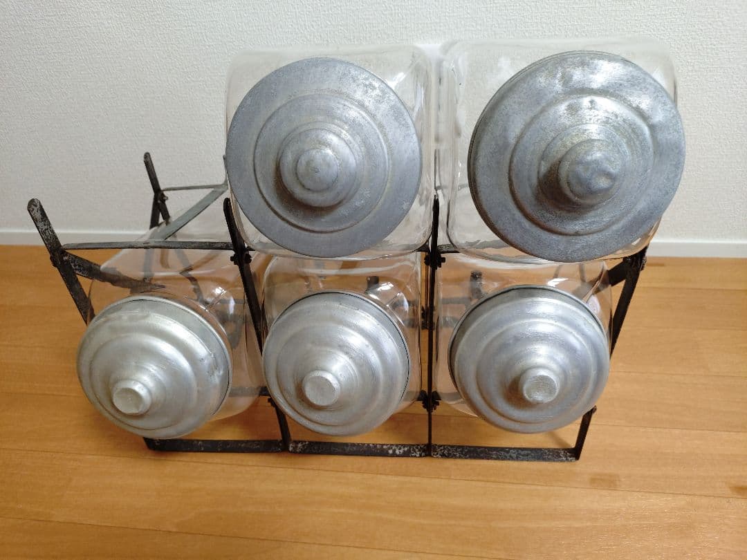 昭和レトロ ガラス瓶お菓子入れ 小物入れ アンティーク ビンテージ