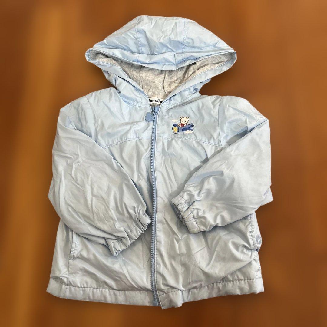 familiar ファミリア フード付き水色ジャケット 90センチ - メルカリ