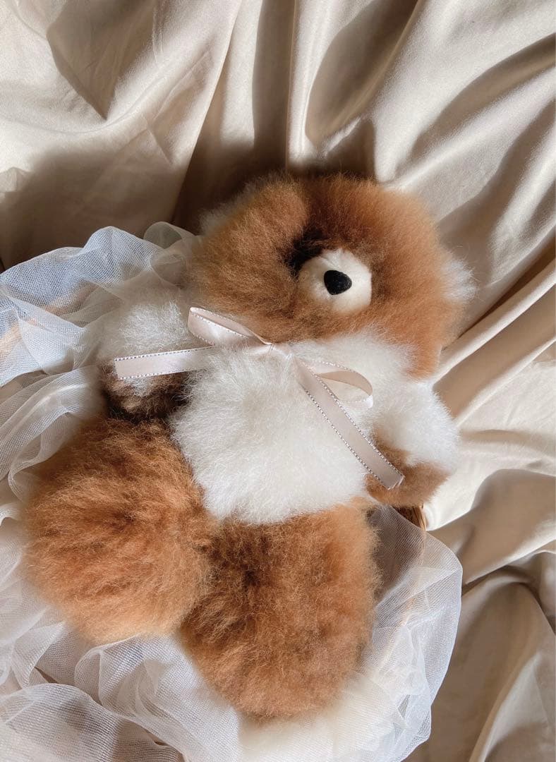 ふわふわアルパカテディベア (ペルー直輸入) ミックスカラー ブラウン×ホワイト elvang｜アルパカ テディ 20*20 | KONCENT Web shop｜アッシュ