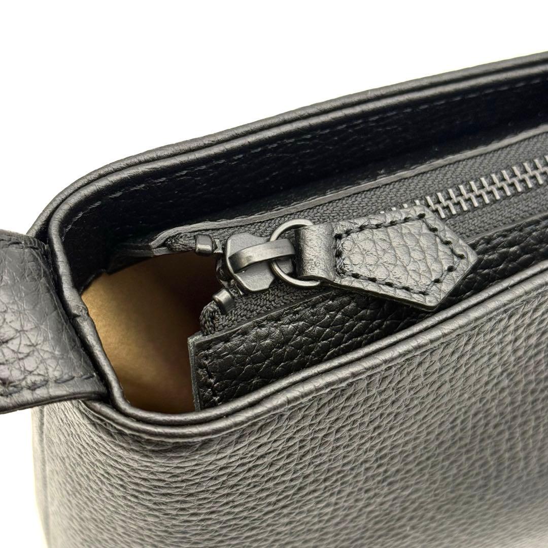 HushTug ハッシュタグ レザーショルダーバッグ ブラック