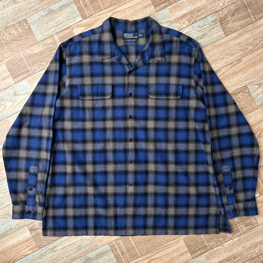 90s ラルフローレン HERITAGE SKI CAMP ネルシャツ XXL