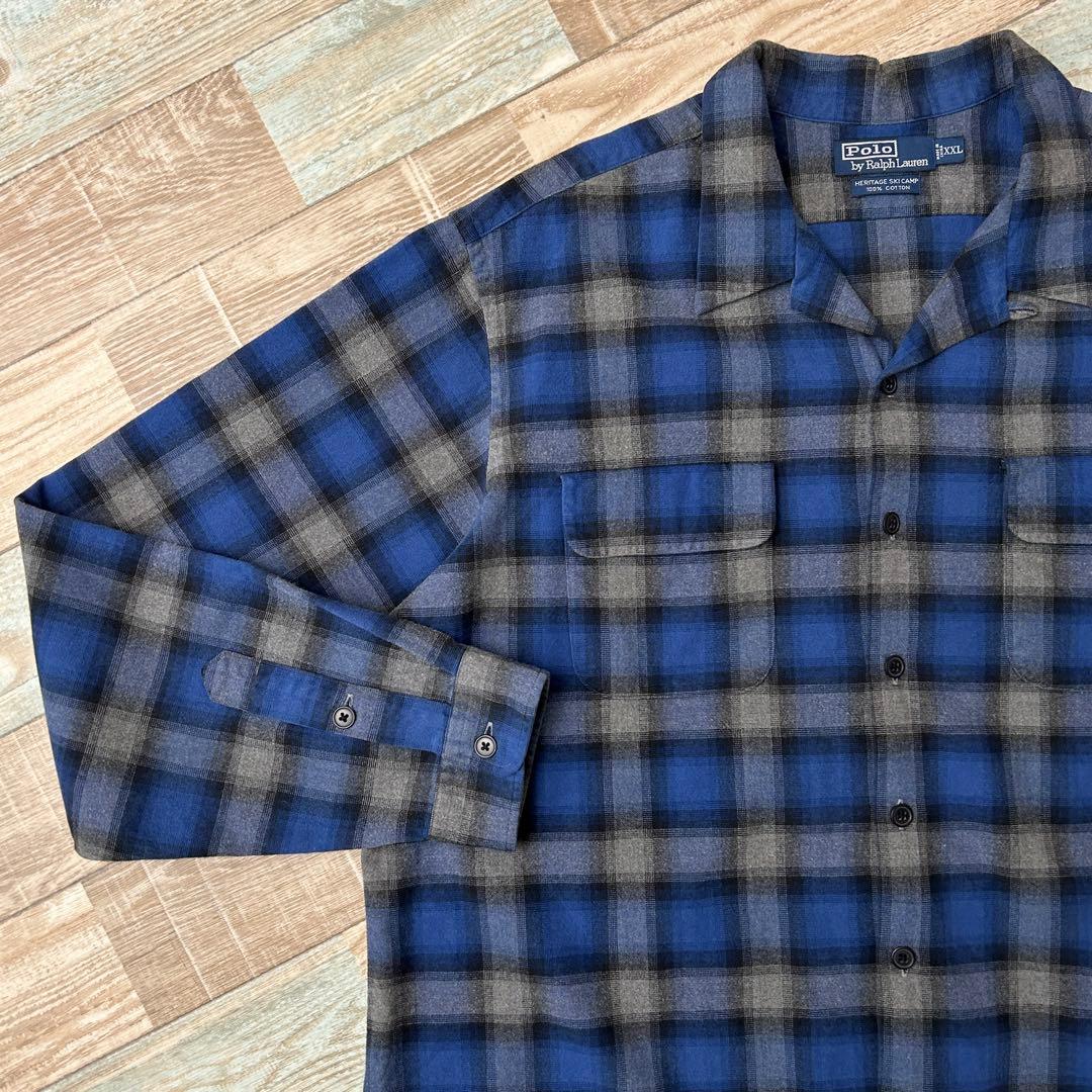 90s ラルフローレン HERITAGE SKI CAMP ネルシャツ XXL