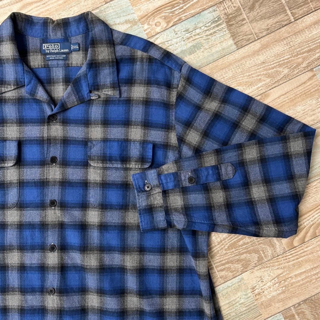 90s ラルフローレン HERITAGE SKI CAMP ネルシャツ XXL