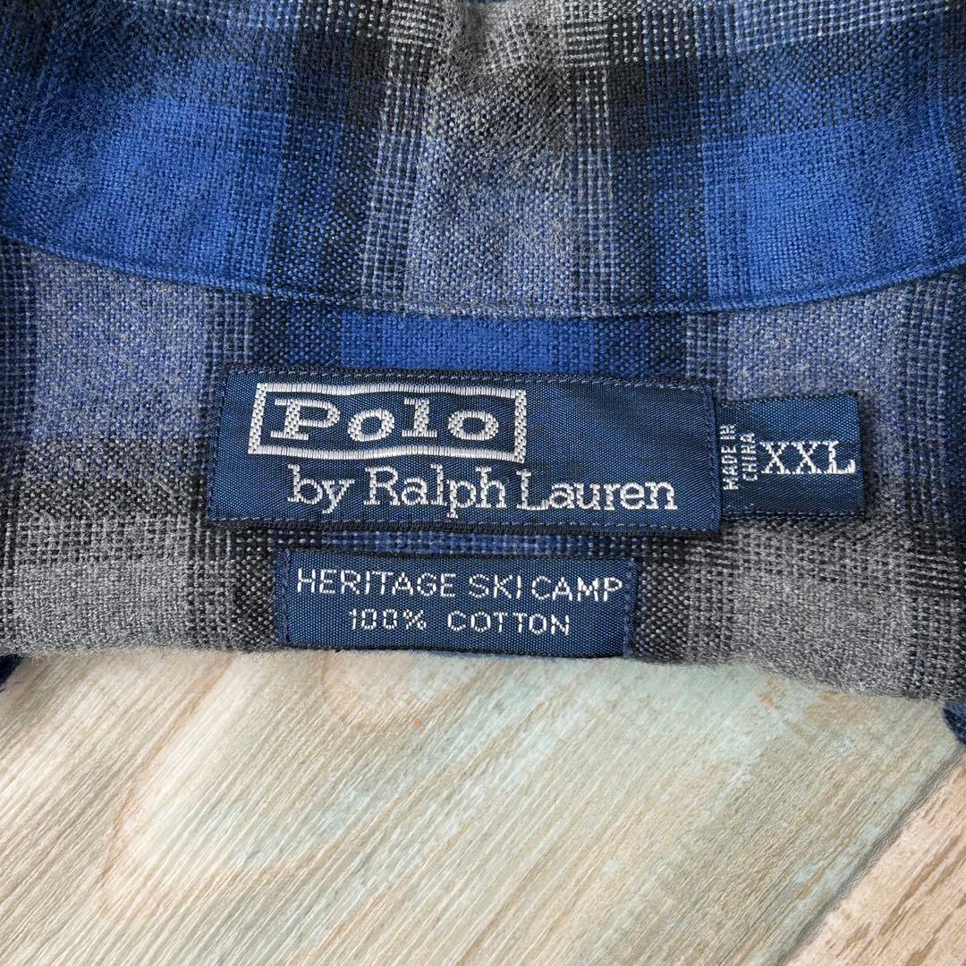90s ラルフローレン HERITAGE SKI CAMP ネルシャツ XXL