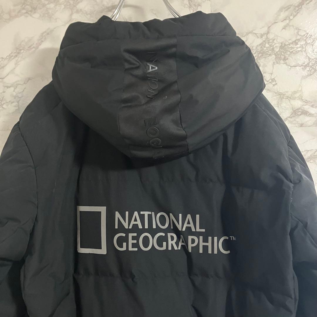 ナショナルジオグラフィック ワンポイントロゴ ダウンコート ブラック