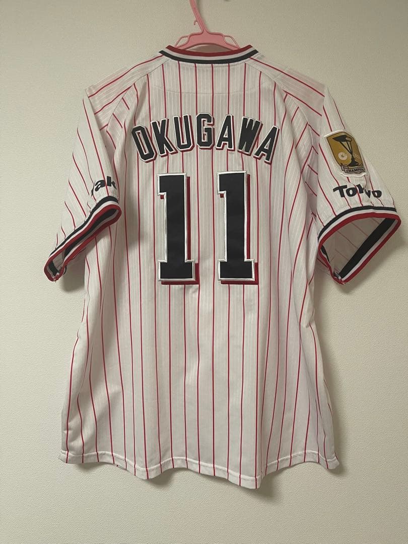 ヤクルトスワローズ 奥川泰伸 ユニフォーム 優勝ワッペン つば九郎