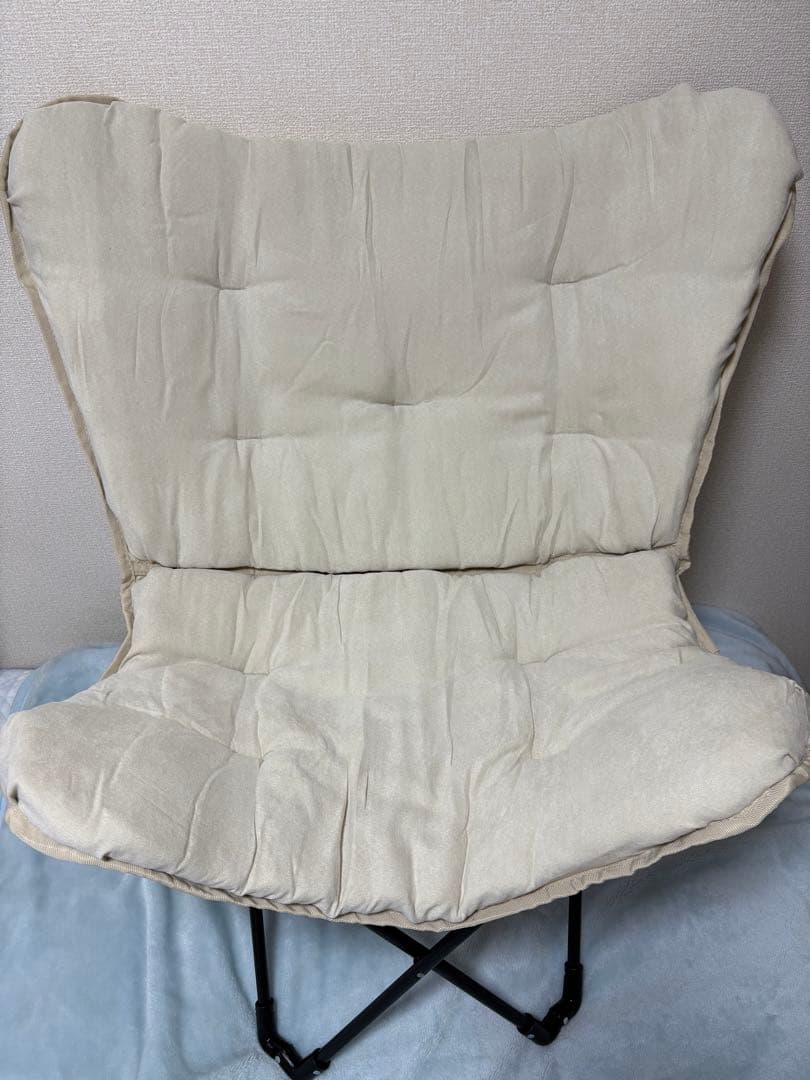 【美品】ニトリ 洗える&撥水 バタフライ折りたたみクッションチェア 2脚セット